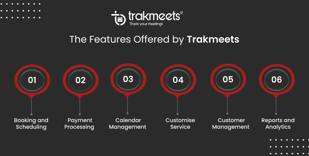 ravi garg, trakmeets, features, booking, scheduling, payment processing, calendar management, custom service, customer management, reports and analytics